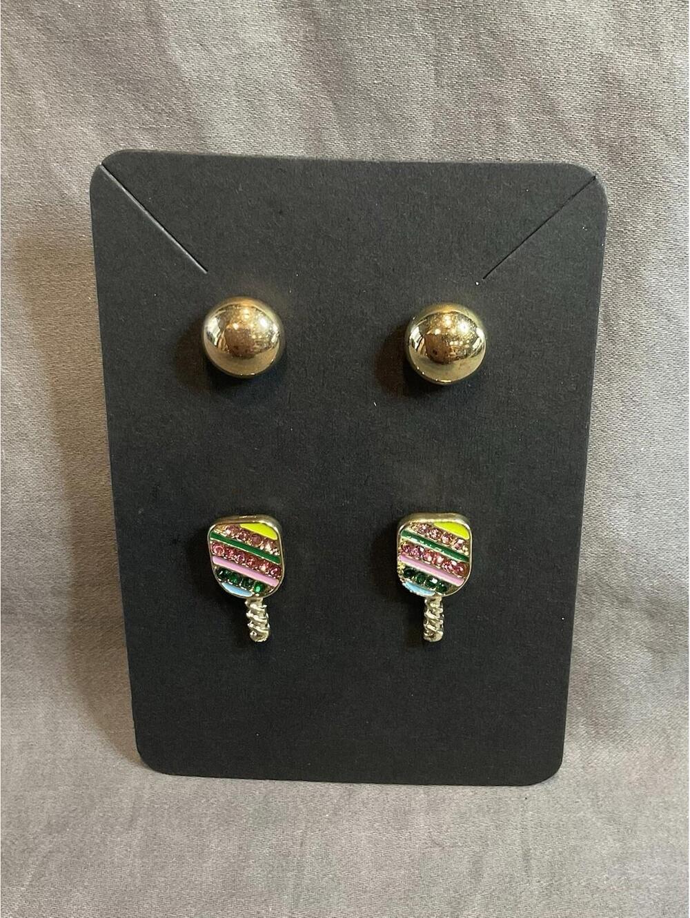 NWOT 4 Pc. Rhinestone Table Tennis / Ping Pong Earrings #1129